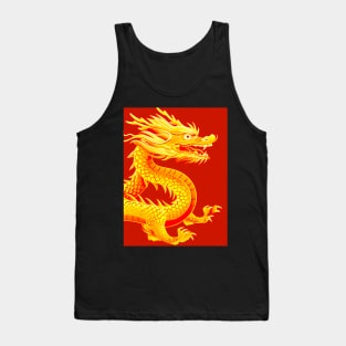 Chinese Golden Dragon on a Lucky Red Background 2: Chinese New Year, Year of the Dragon on a Dark Background Tank Top